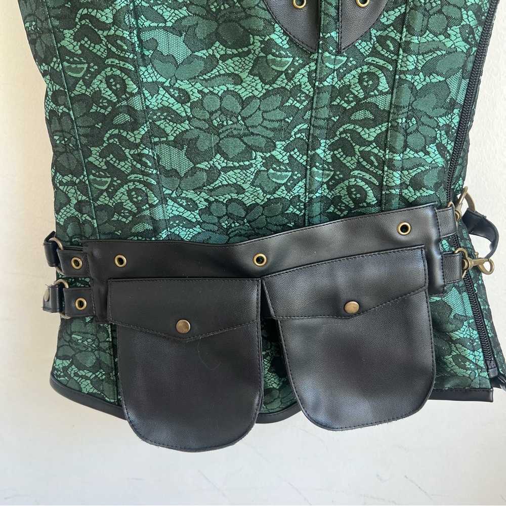 Whimsigoth Charmian Black and Green Corset size Small Grunge Goth - Picture 3 of 8